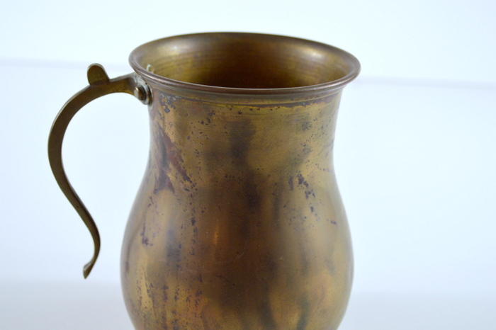 Antique Brass Candlestick, Antique Brass Single Handle Vase, Pewter Wine Coaster