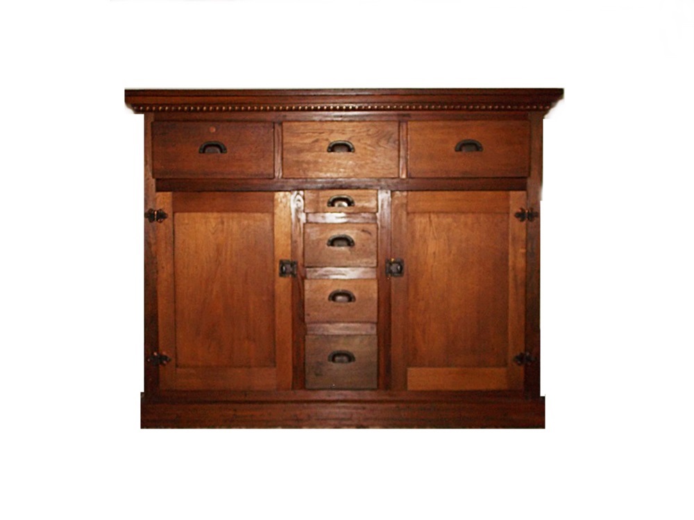 A Vintage Oak Sideboard with Drawers Constructed From Old Crates