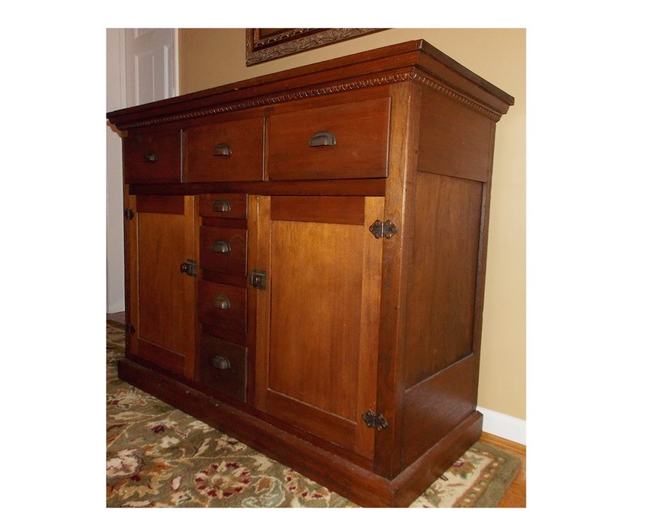 A Vintage Oak Sideboard with Drawers Constructed From Old Crates