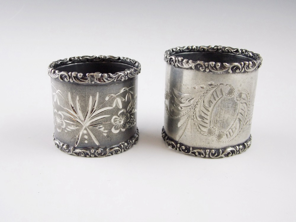A Paul Revere Reproduction Silverplate Bowl Filled with 13 Vintage napkin Rings
