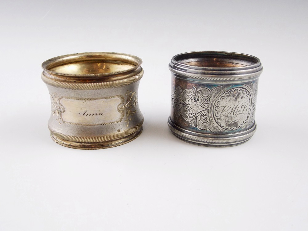 A Paul Revere Reproduction Silverplate Bowl Filled with 13 Vintage napkin Rings