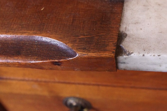 Victorian Dresser with Step Back Glove Drawers and Marble Inset to Top