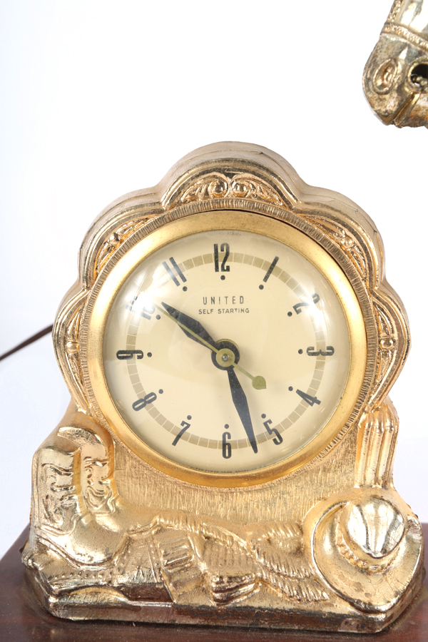 Vintage Brass United Horse Clock