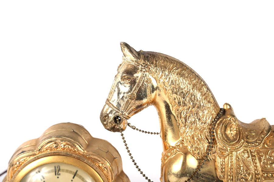 Vintage Brass United Horse Clock