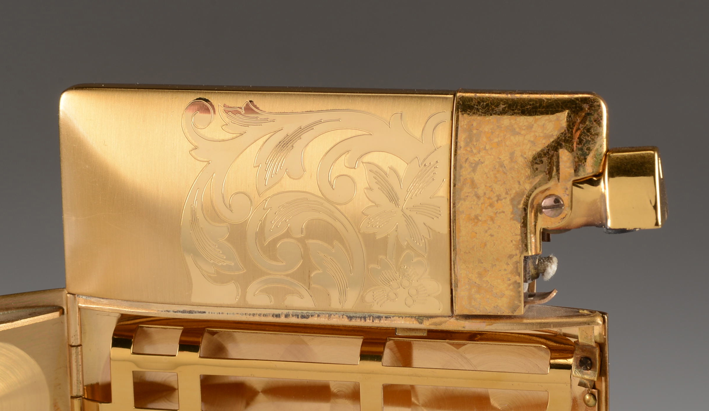 Mid-Century Brass Elgin American Art Deco Lighter/Cigarette Case