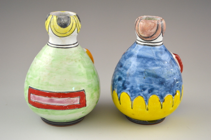 Nino Parrucca Hand Painted Roly Poly Little Man and Woman Candle Holders