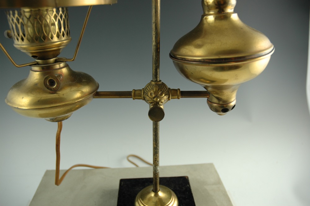 An Antique P & A Co. Electrified Double Oil Lamp