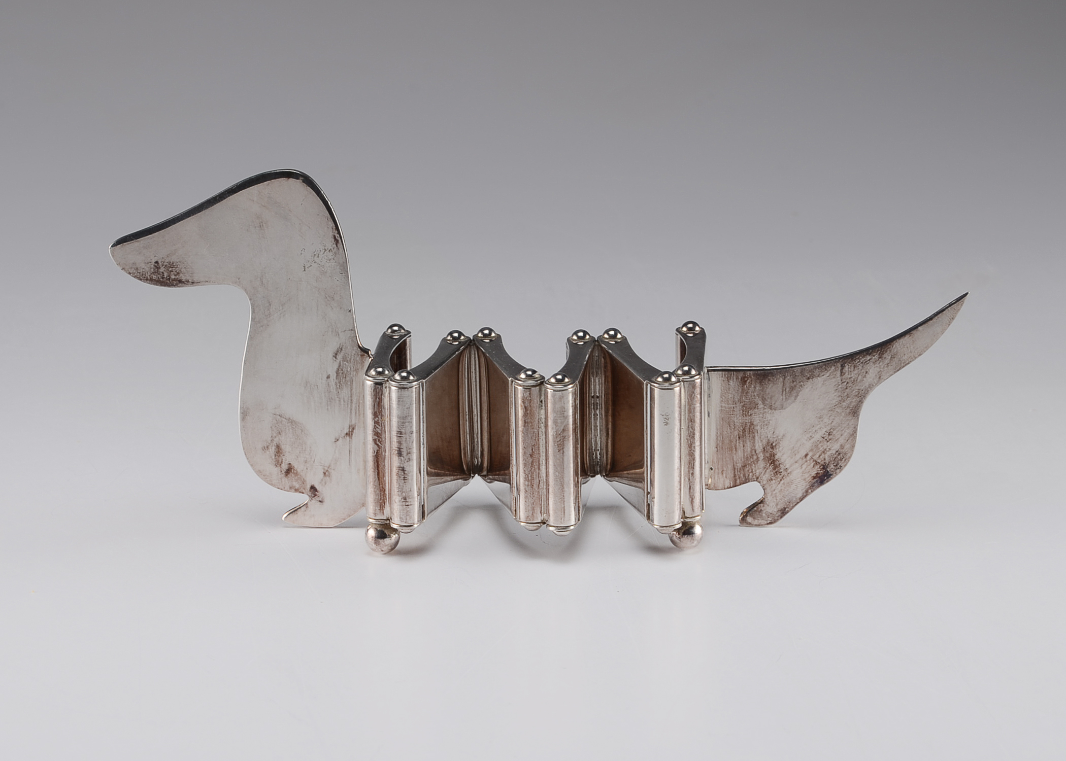 Vintage Hermes Paris Articulated Dachshund Silver Plate Picture Frame