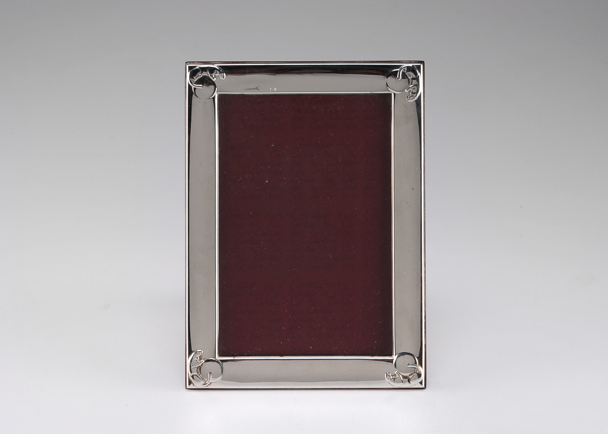 Cartier Sterling Silver Picture Frame with Cartier Lions to the Corners