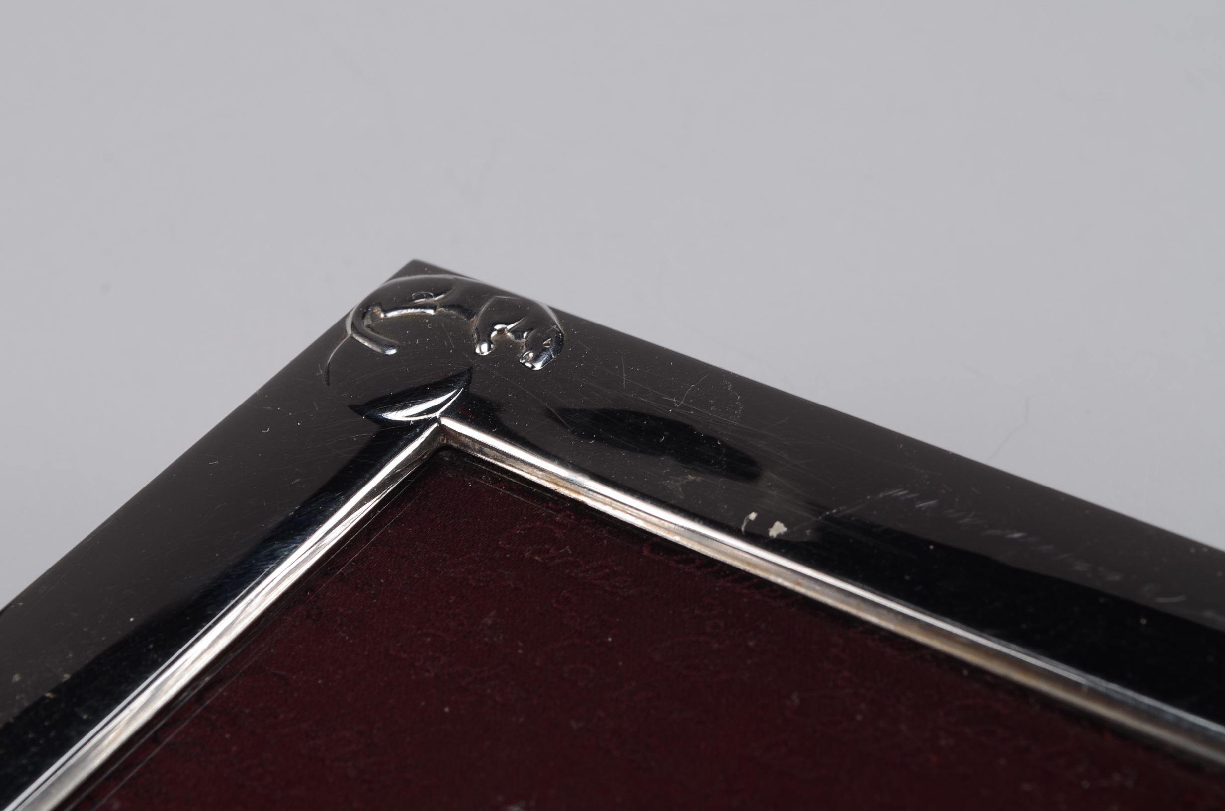 Cartier Sterling Silver Picture Frame with Cartier Lions to the Corners