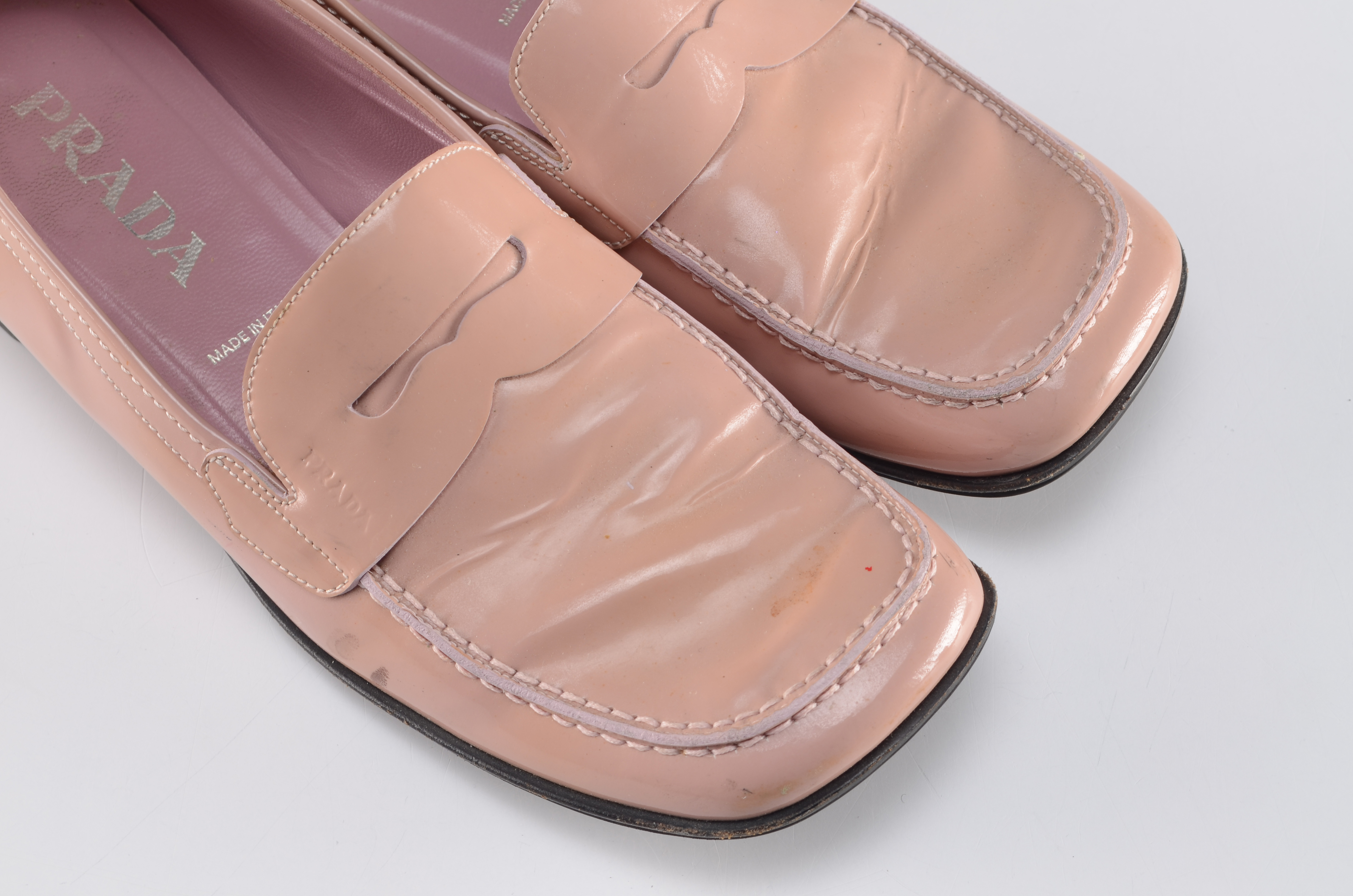 Prada Pink Patent Leather Ladies Penny Loafers