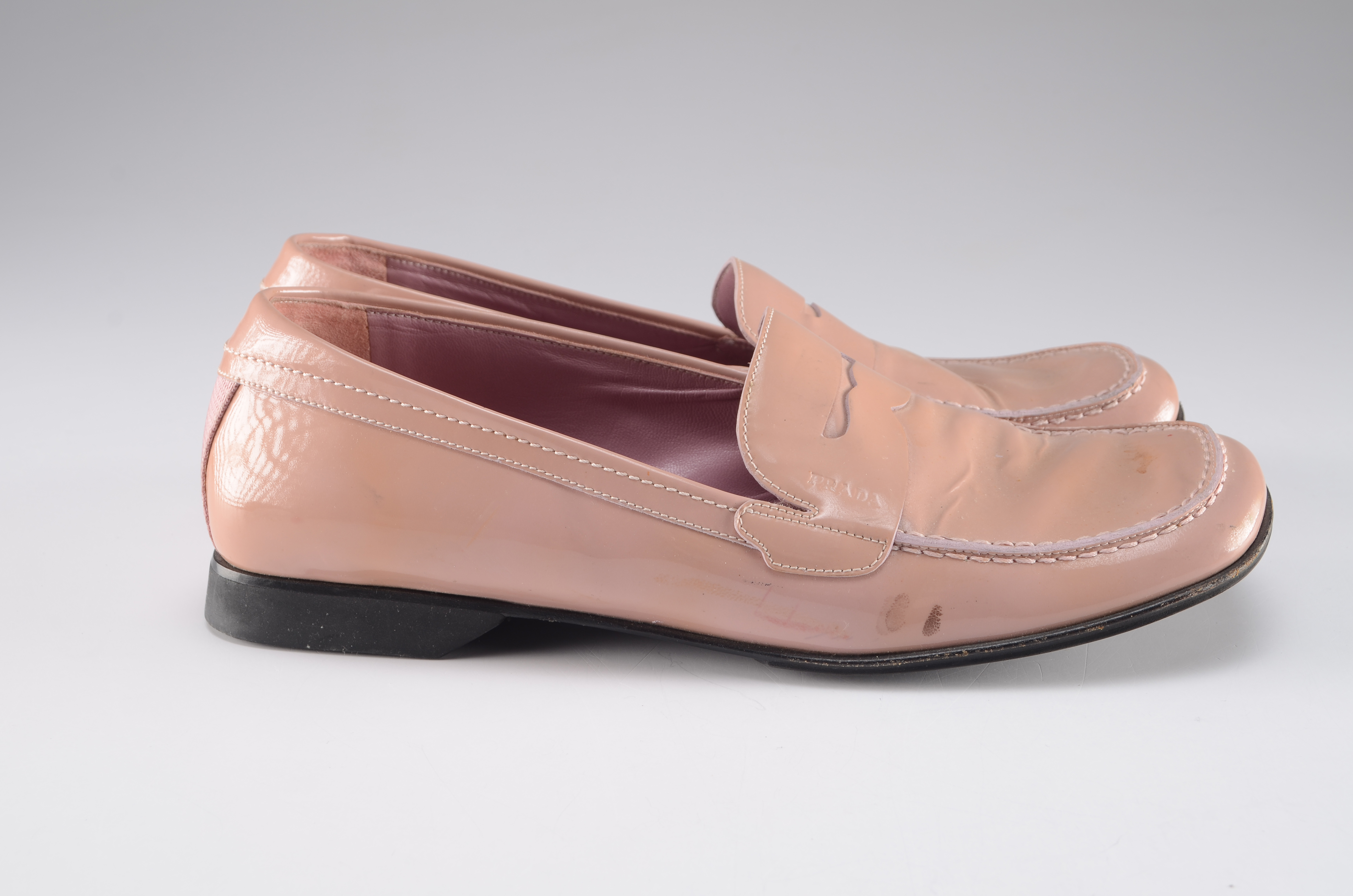 Prada Pink Patent Leather Ladies Penny Loafers