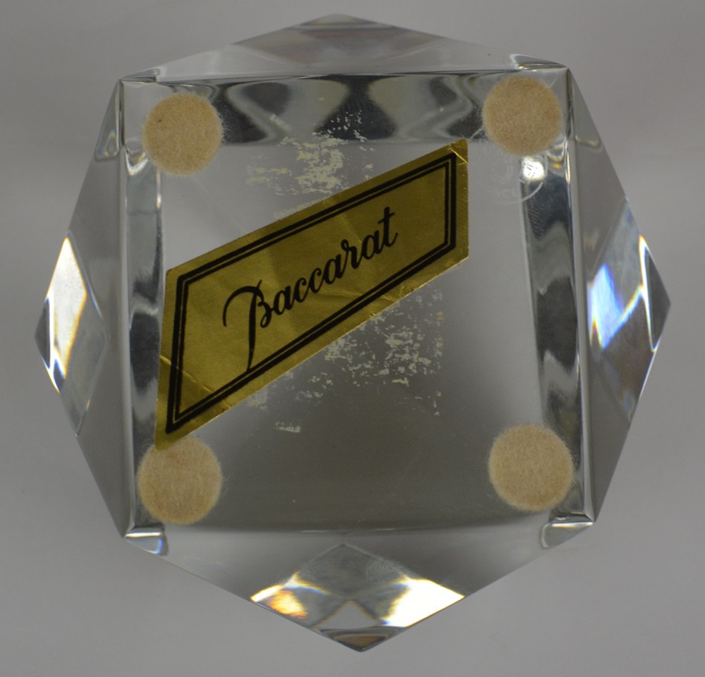 Vintage Heisey Glass Pheasants circa 1942 & Baccarat Crystal Faceted Paperweight