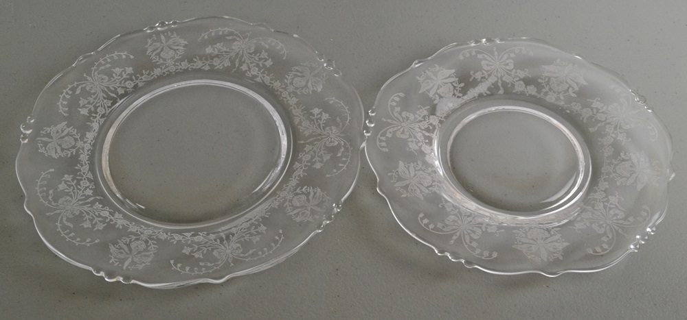Vintage A. H.  Heisey Tableware 'Orchid' Etching & 'Waverly' blank