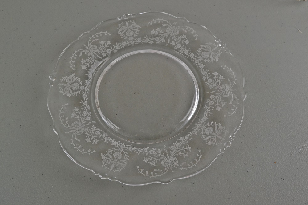 Vintage A. H.  Heisey Tableware 'Orchid' Etching & 'Waverly' blank