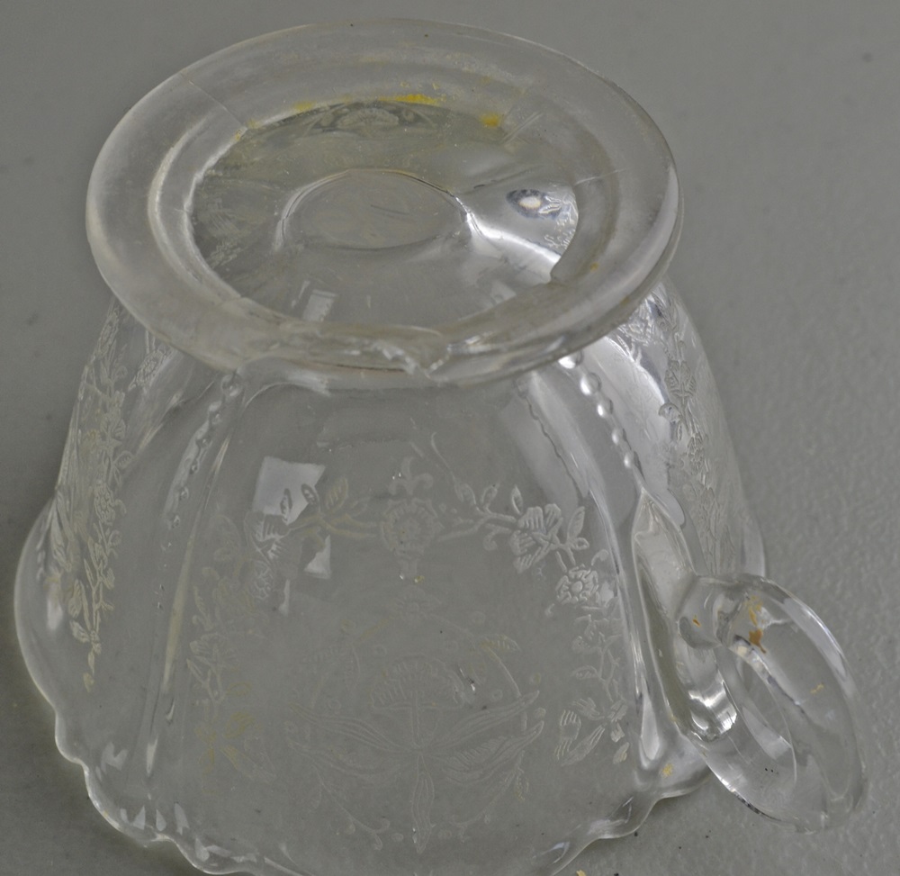 Vintage A. H. Heisey Glass Tableware  'Orchid' Etching  'Queen Anne' Blank