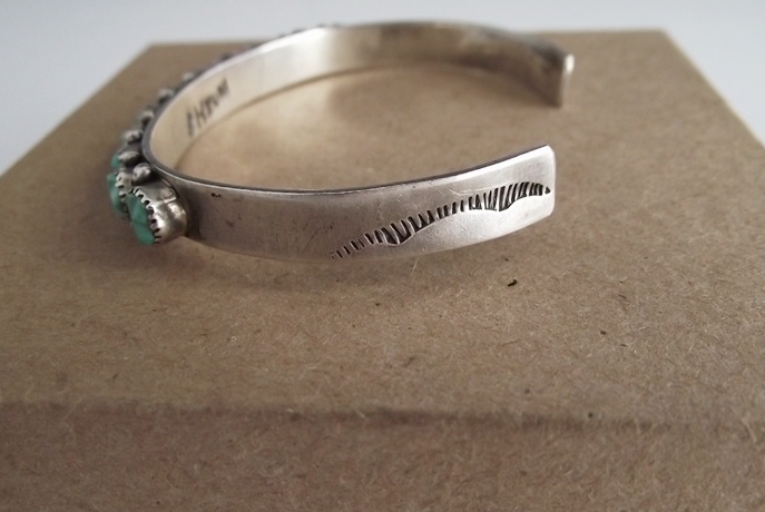 Vintage Zuni Sterling Silver and Carved Turquoise Cuff Bracelet