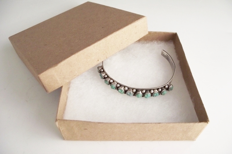 Vintage Zuni Sterling Silver and Carved Turquoise Cuff Bracelet