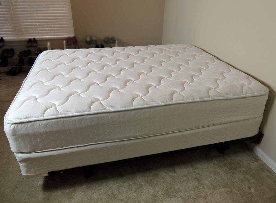 Sealy Queen Size Pillow Top Mattress, Box Spring, and Metal Bed Frame