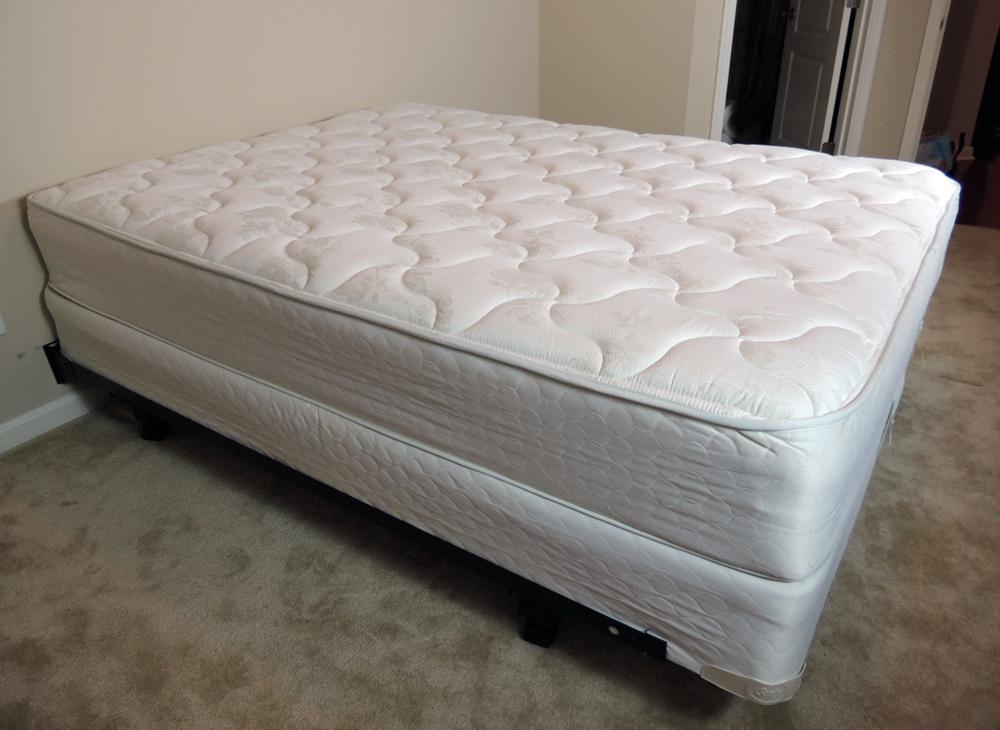 Sealy Queen Size Pillow Top Mattress, Box Spring, and Metal Bed Frame