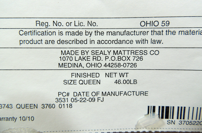 Sealy Queen Size Pillow Top Mattress, Box Spring, and Metal Bed Frame