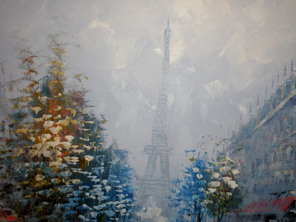 Impressionist Paris Street Scene Oil by Burney