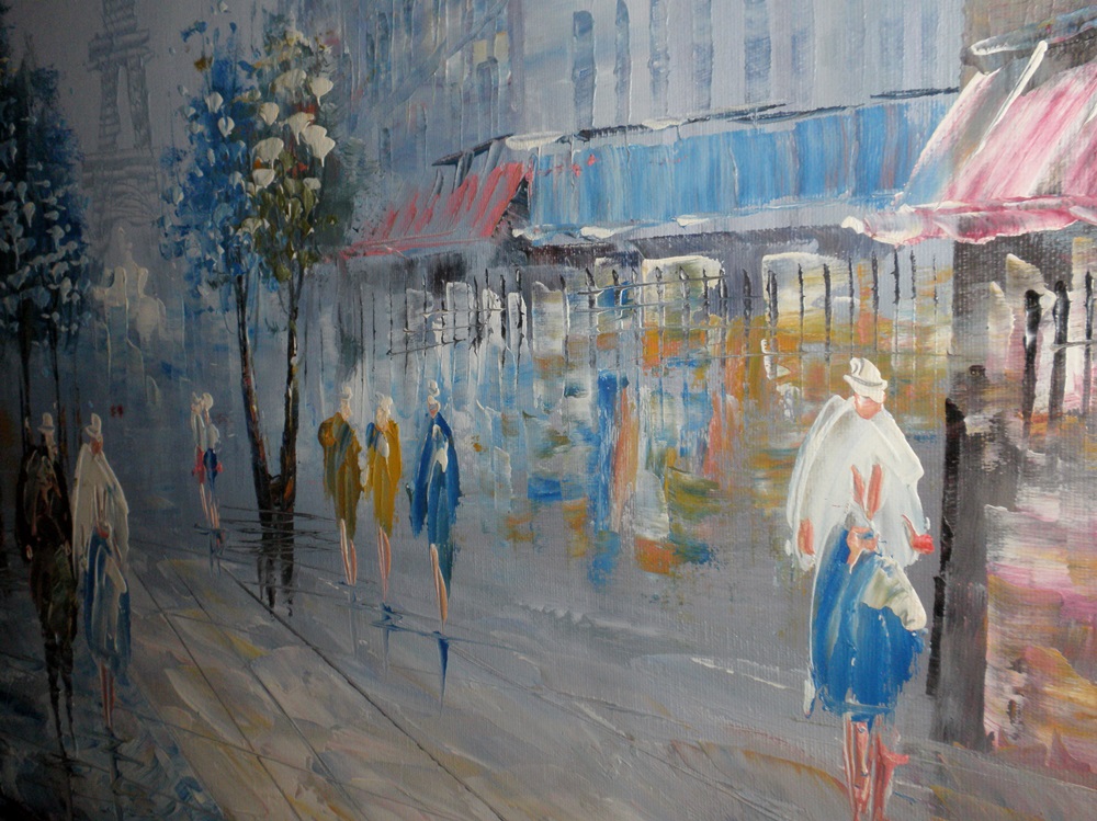 Impressionist Paris Street Scene Oil by Burney