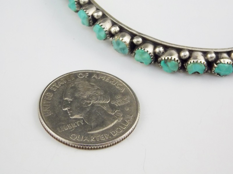 Vintage Zuni Sterling Silver and Carved Turquoise Cuff Bracelet