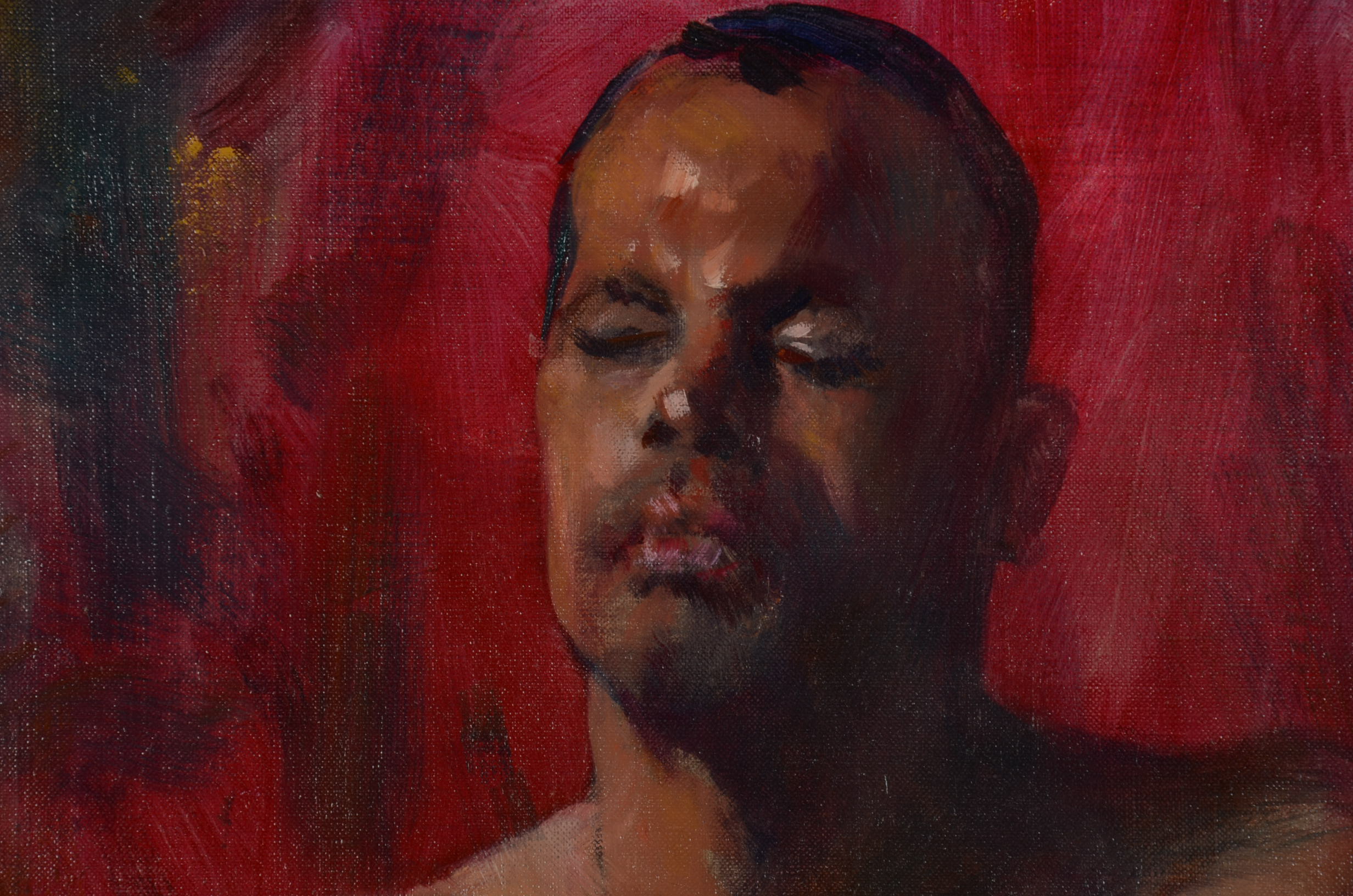 Dr. Wesley Kime Oil on Canvas Portrait, Nude Male