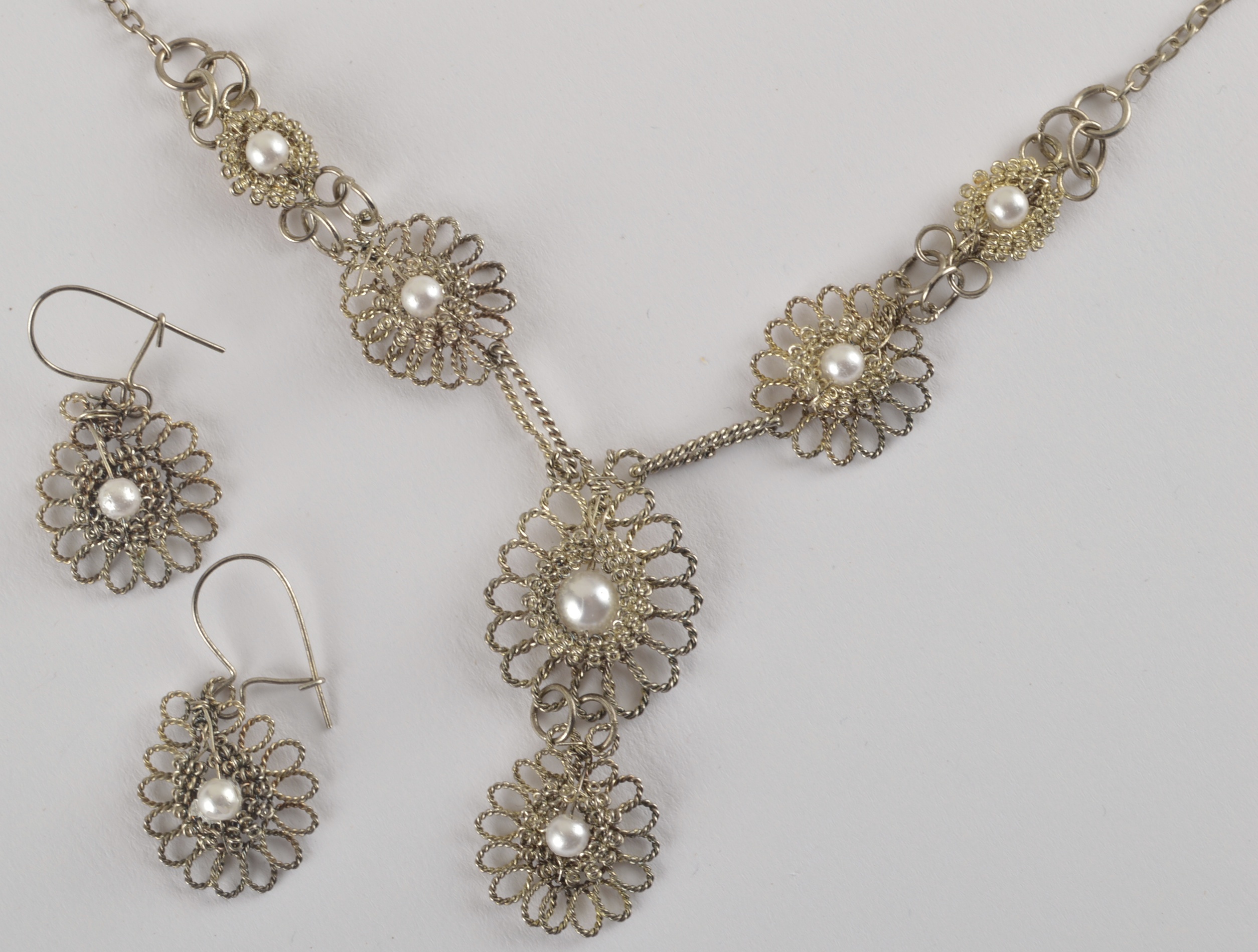 Vintage Sterling Silver Necklace, Bracelet and Earring Set