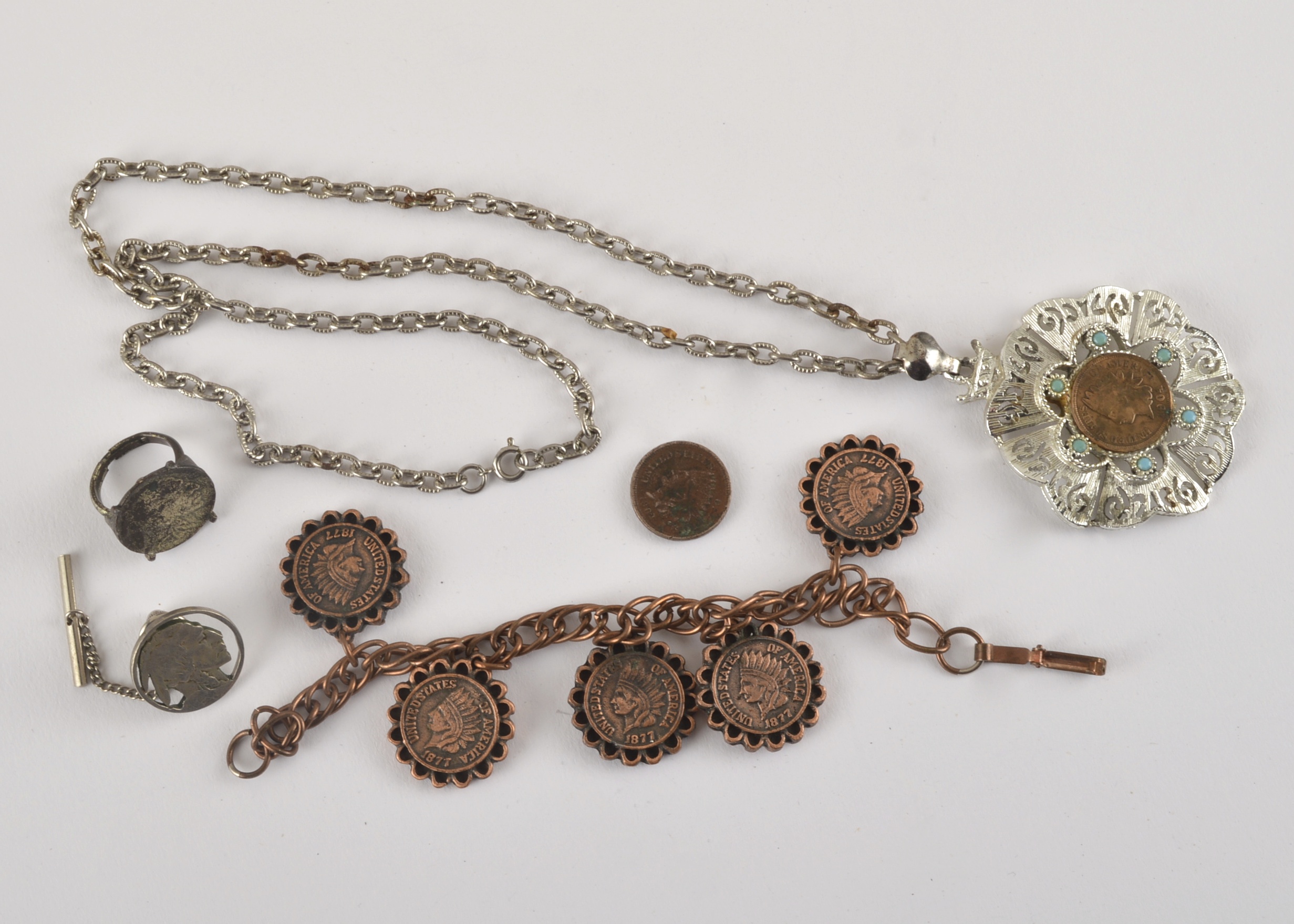 Collection of  Vintage Indian Head Coin Jewelry
