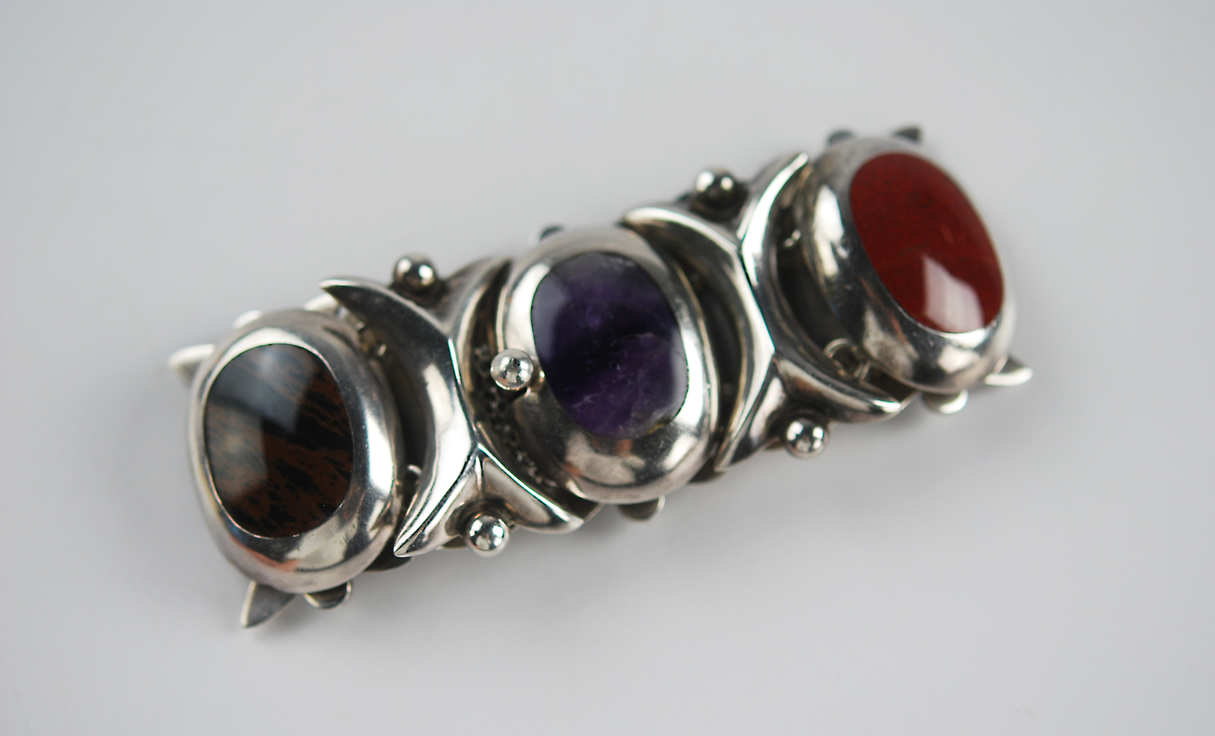 Taxco Sterling and Natural Gemstone Bracelet