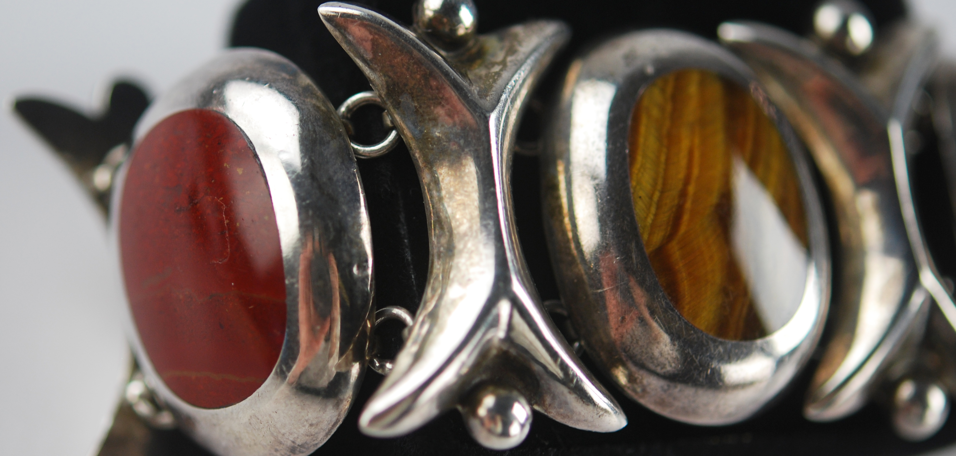 Taxco Sterling and Natural Gemstone Bracelet