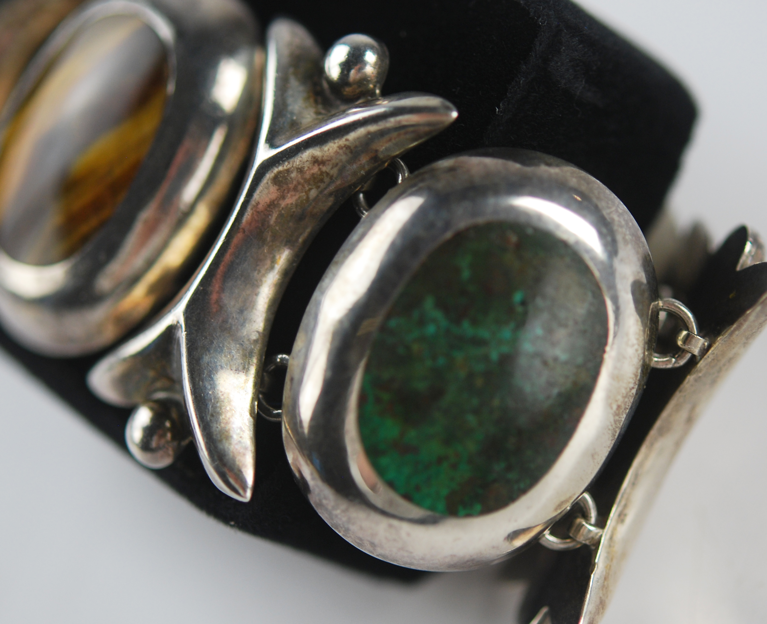 Taxco Sterling and Natural Gemstone Bracelet