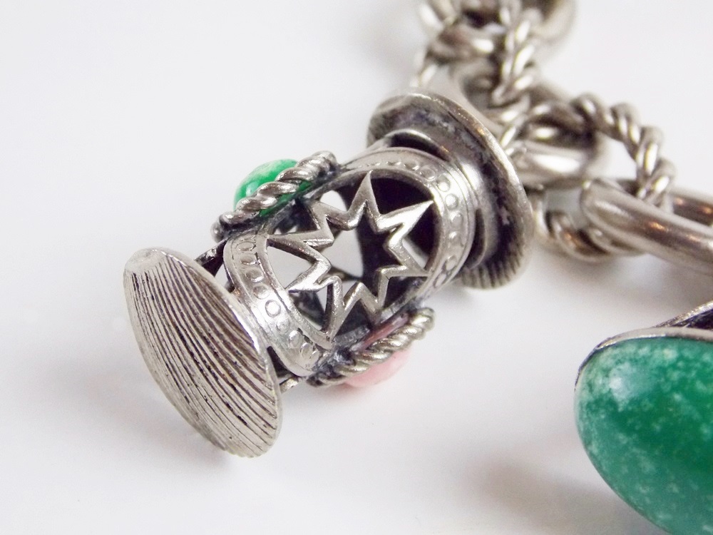 An Awsome Vintage Charm Bracelet with Four Large Charms, Made in Italy