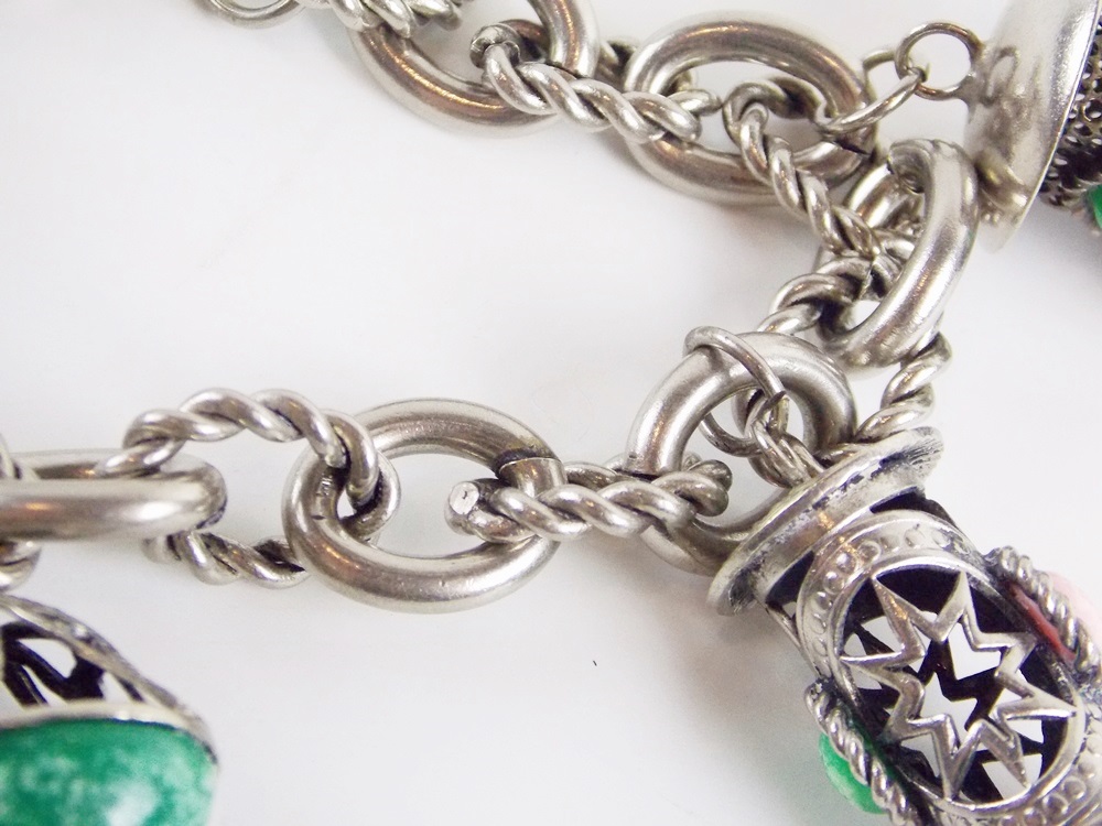 An Awsome Vintage Charm Bracelet with Four Large Charms, Made in Italy