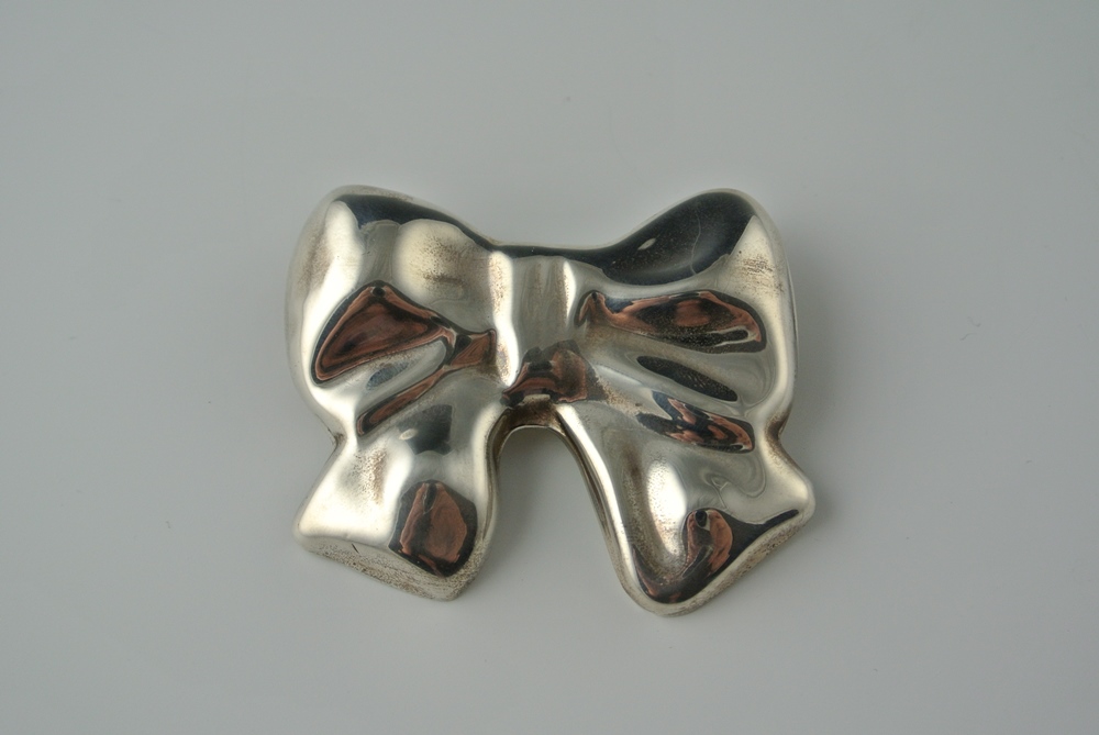 Sterling Silver Bow Pin & Heart Charm Bracelet