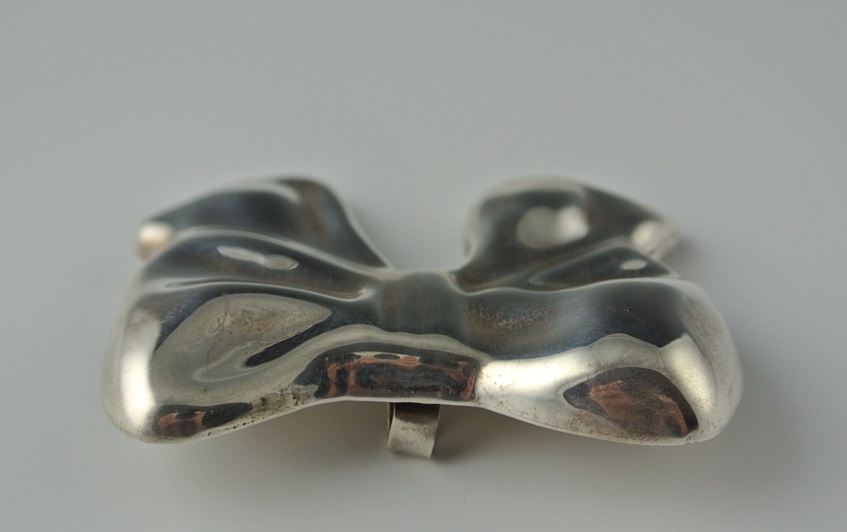 Sterling Silver Bow Pin & Heart Charm Bracelet