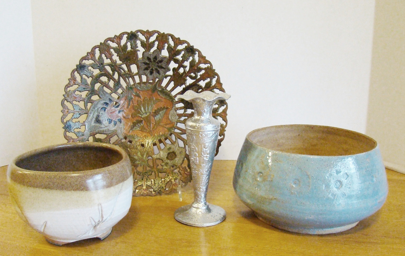 Vintage Penco Guinea Botanical Brass Bowl & Pottery Lot 