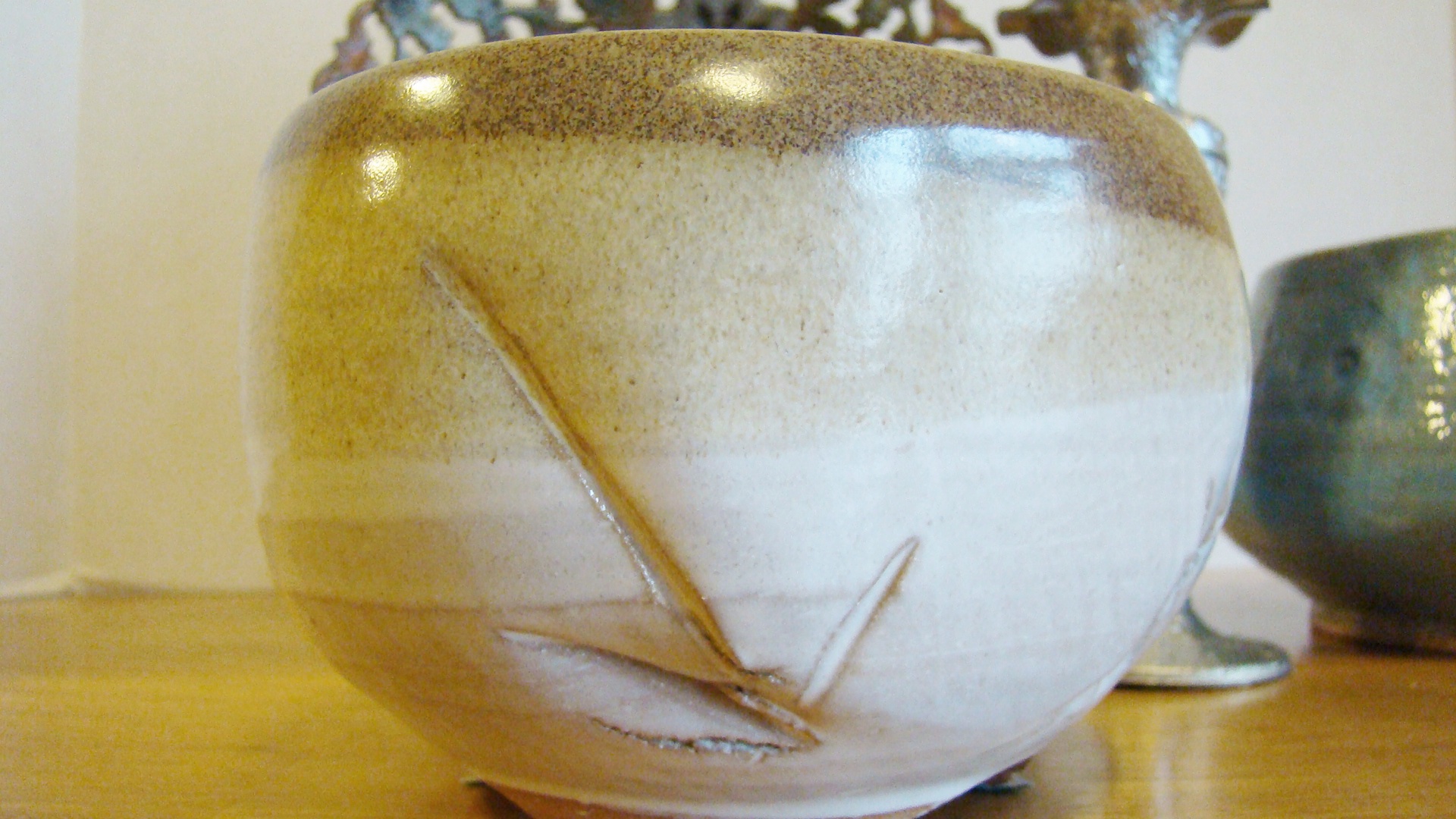 Vintage Penco Guinea Botanical Brass Bowl & Pottery Lot 