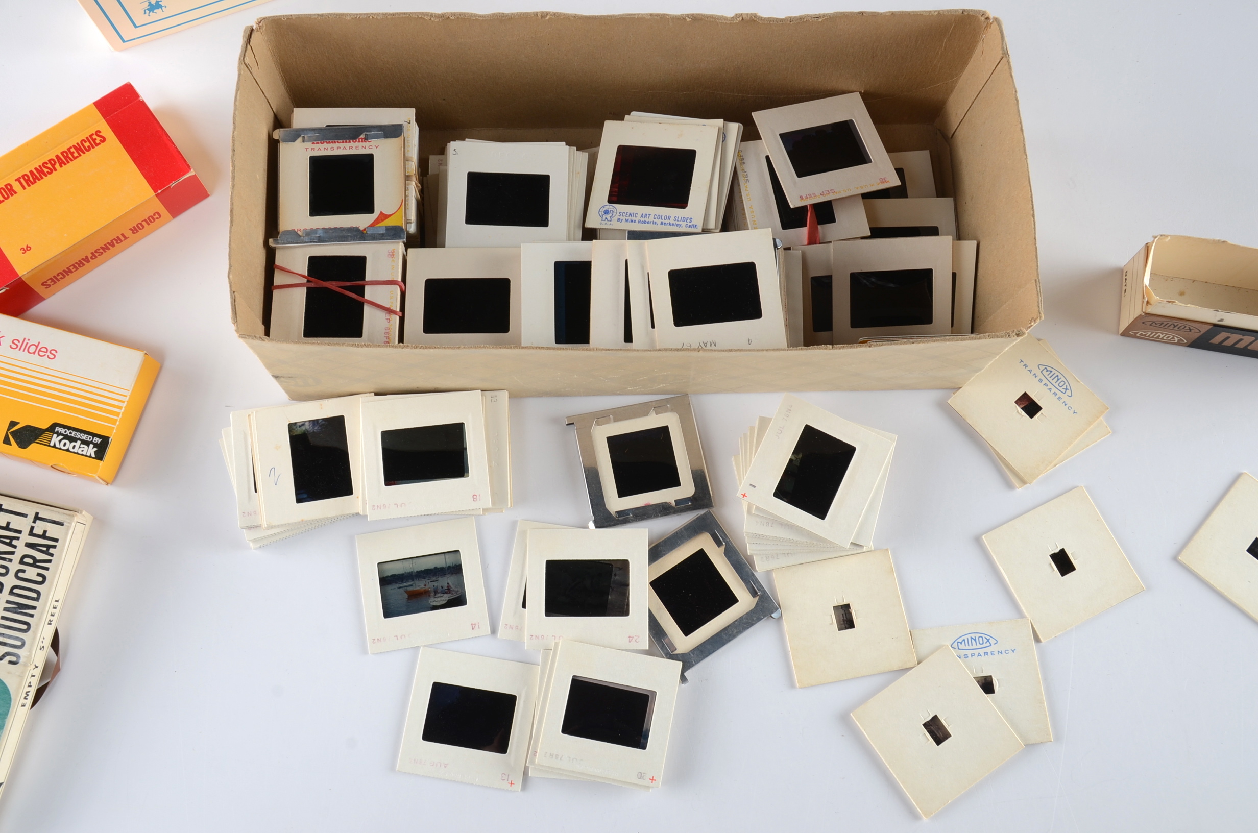 Grouping of Vintage Slides, Negatives, and Audio Reel