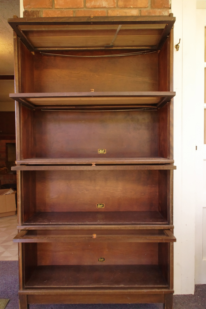 Hale Barrister Walnut Bookcase with Four Book Compartments, Base and Top 