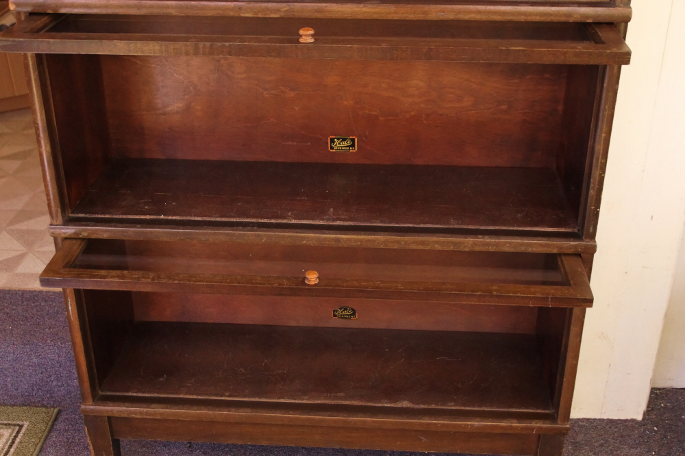 Hale Barrister Walnut Bookcase with Four Book Compartments, Base and Top 