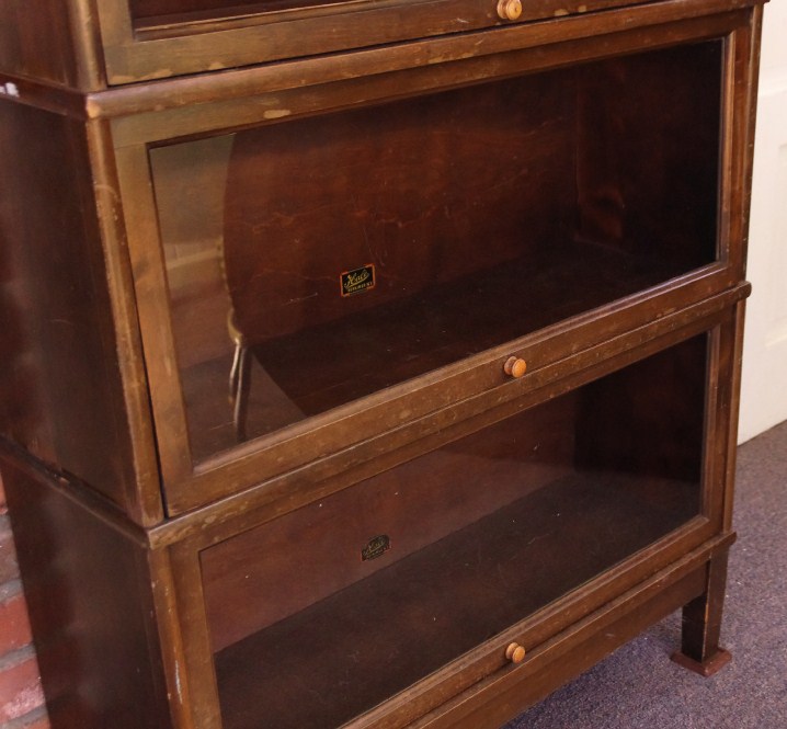Hale Barrister Walnut Bookcase with Four Book Compartments, Base and Top 