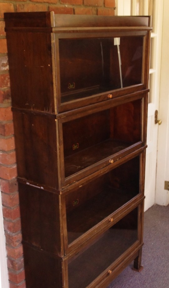 Hale Barrister Walnut Bookcase with Four Book Compartments, Base and Top 