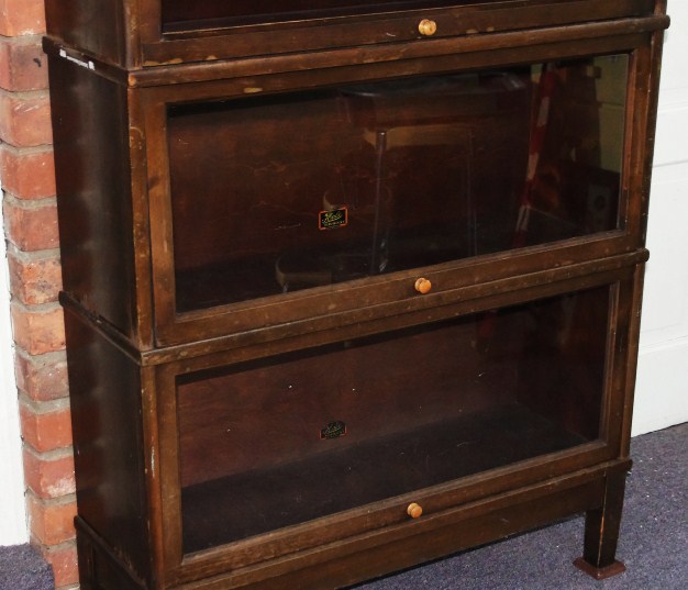 Hale Barrister Walnut Bookcase with Four Book Compartments, Base and Top 