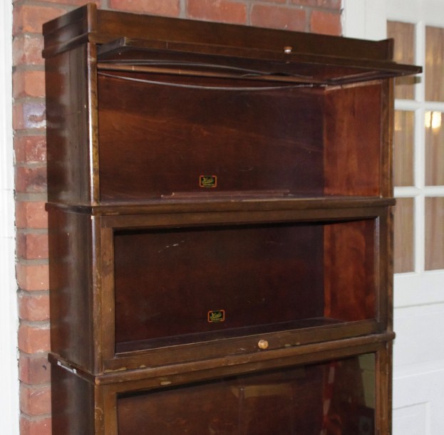 Hale Barrister Walnut Bookcase with Four Book Compartments, Base and Top 