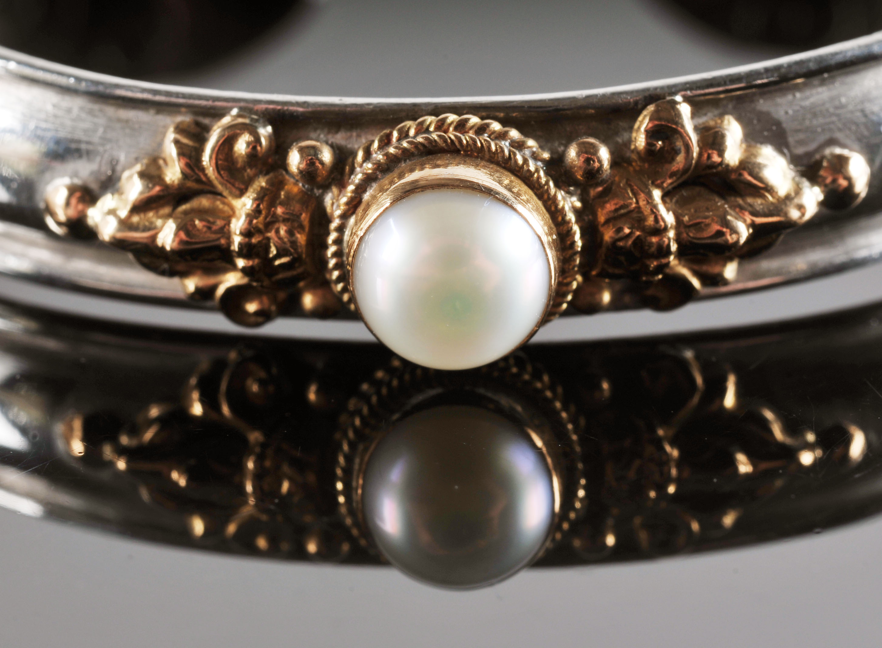 Lovely Pearl and Sterling Cuff Bracelet 