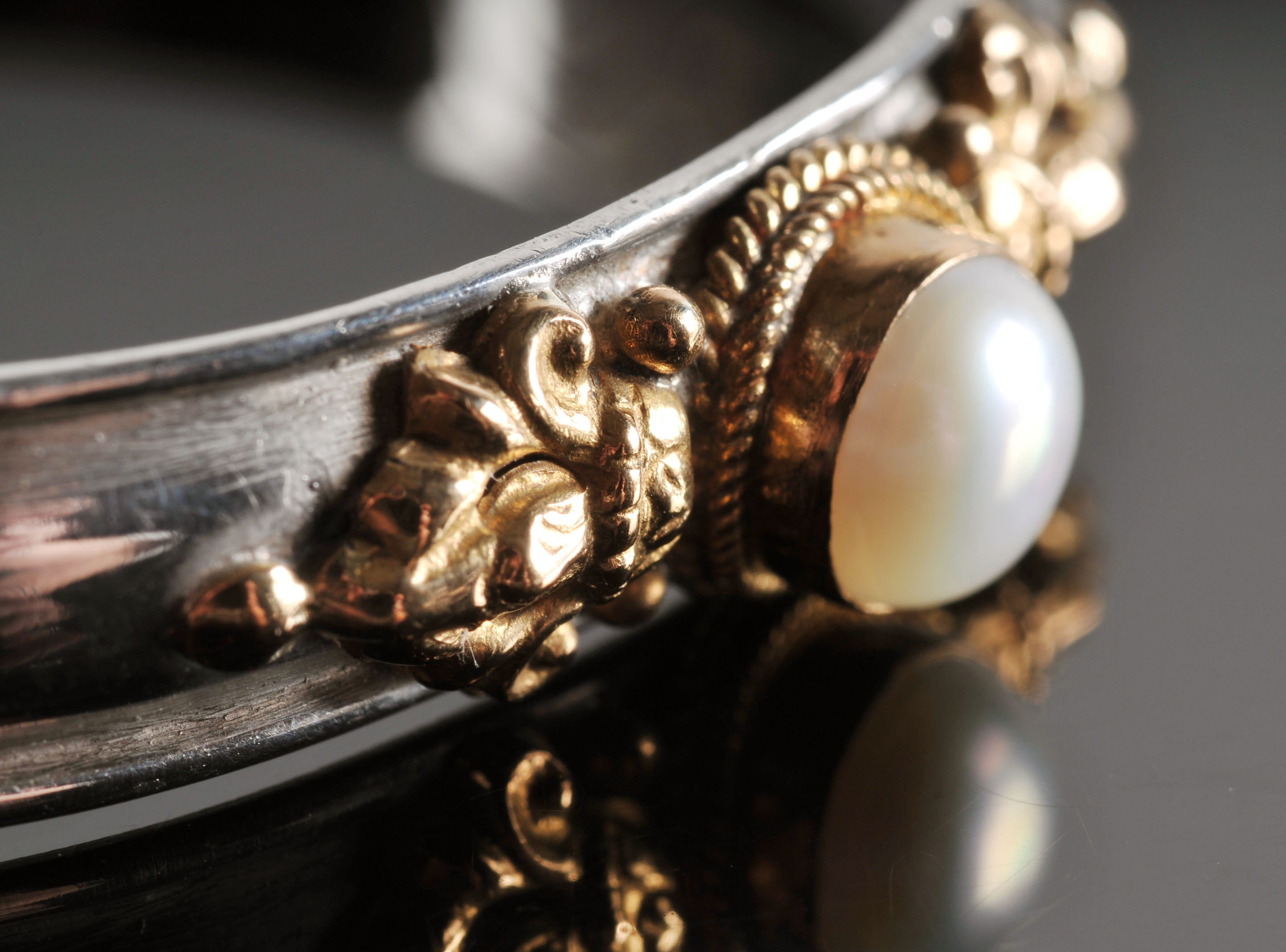 Lovely Pearl and Sterling Cuff Bracelet 