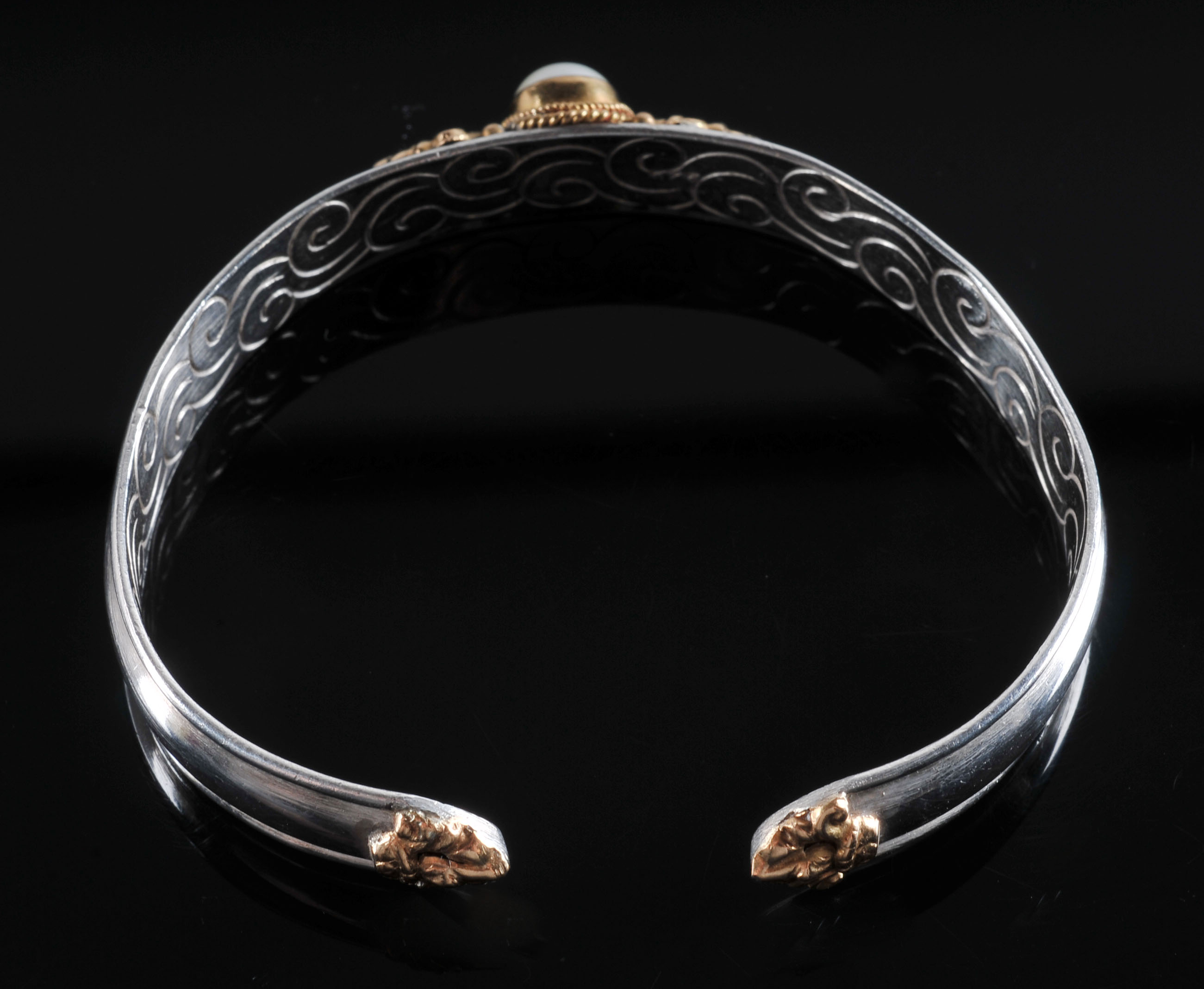 Lovely Pearl and Sterling Cuff Bracelet 